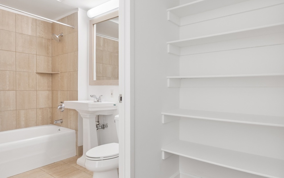 well lit bathroom