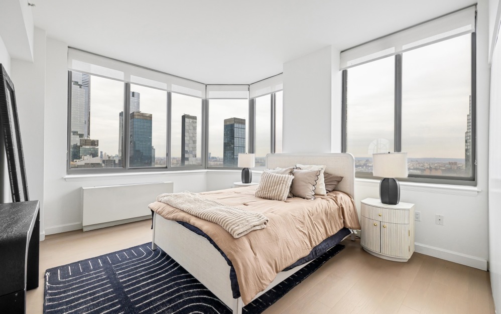 bedroom with large windows