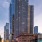 a city street with tall buildings