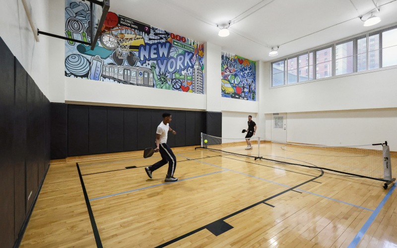 pickleball court with basketball area 
